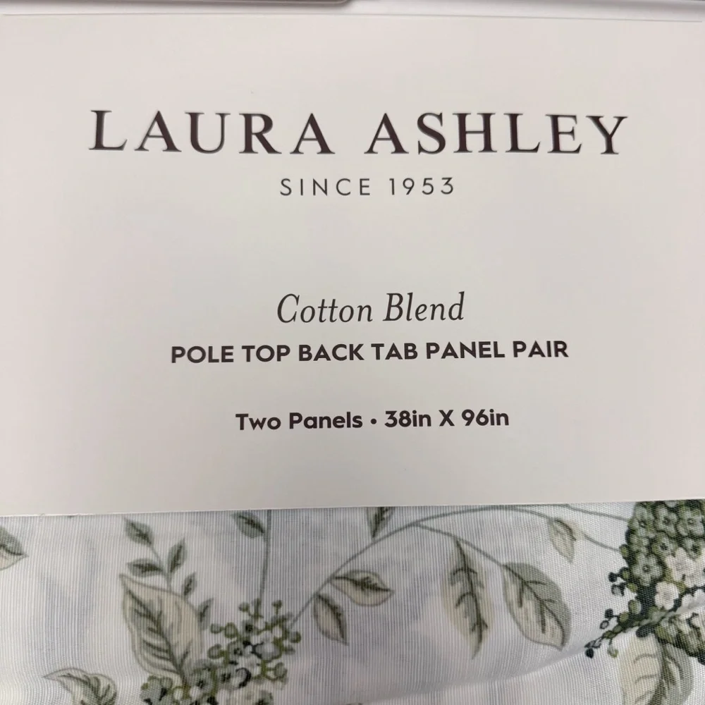 Laura Ashley Green Lilac Portland Floral Set of 2 Curtain Panels 38x96 in. NEW